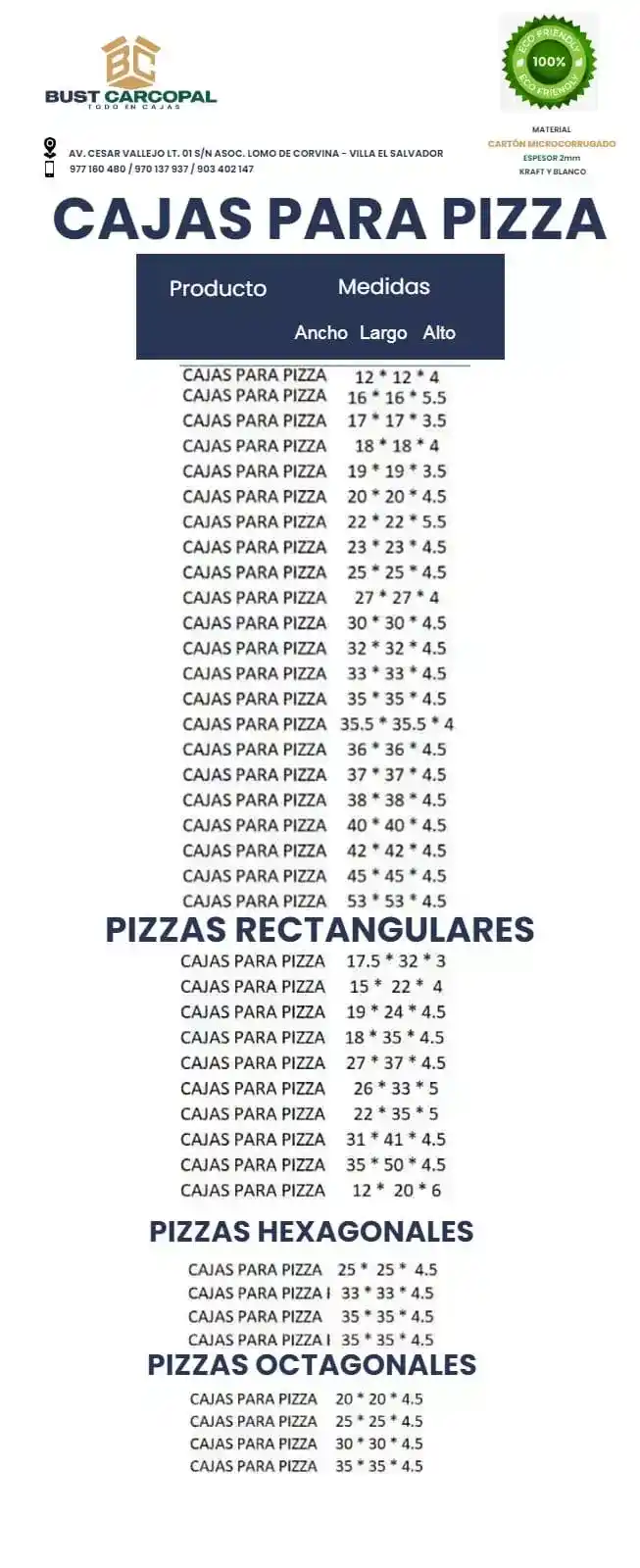 Medidas Cajas Para Pizza